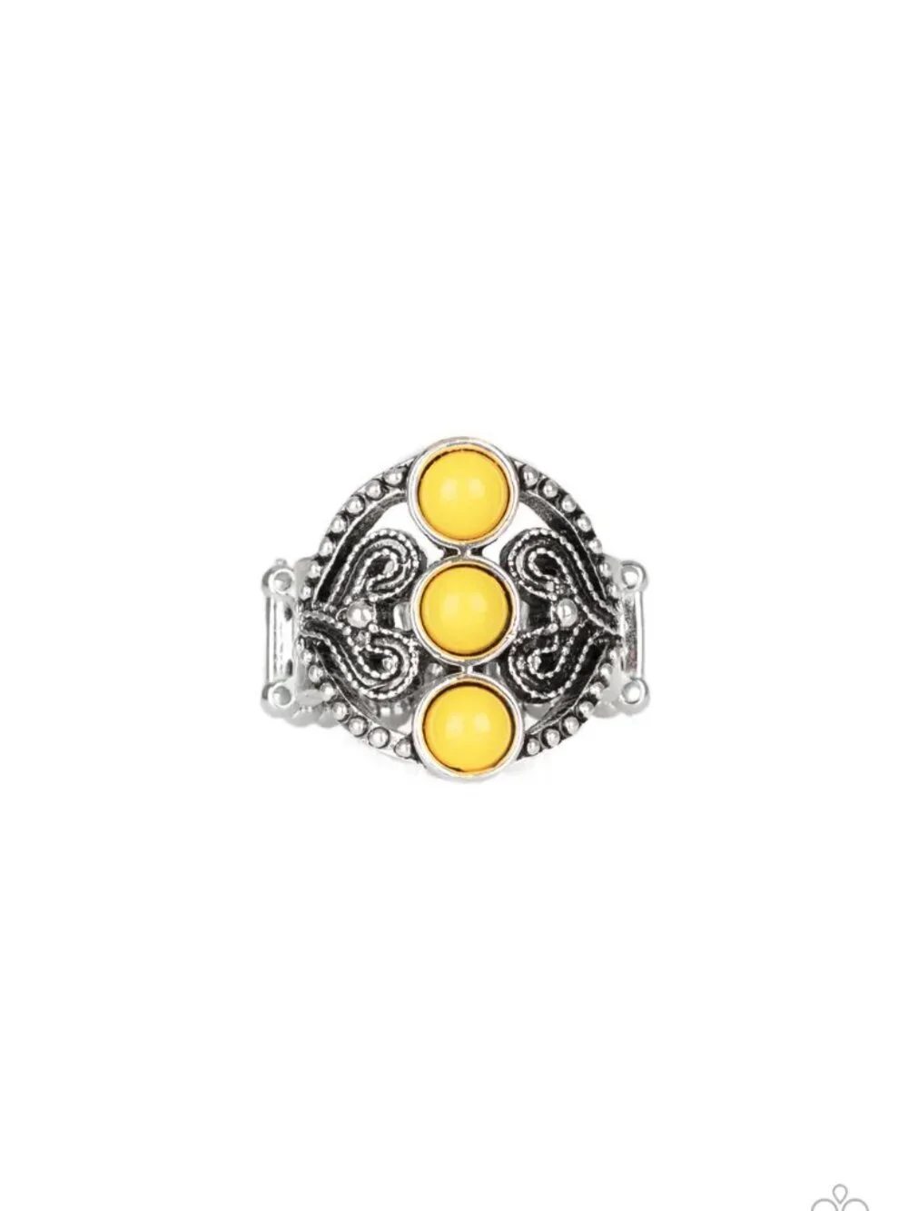 Paparazzi Jewelry Accessories - Triple Whammy - Yellow Ring - Vintage
